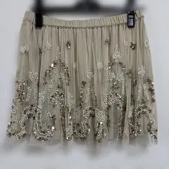 no.1644 ZARAビーズ刺繍 チュールベージュ ミニスカート