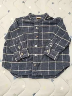 petit main プティマイン ネイビー チェック柄 長袖シャツ 90