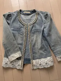 デニムジャケット パール レース付き　ヴィンテージ