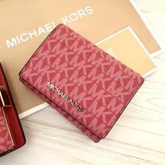 MICHAEL KORS財布 折り財布 がま口 ピンク 三つ折り財布