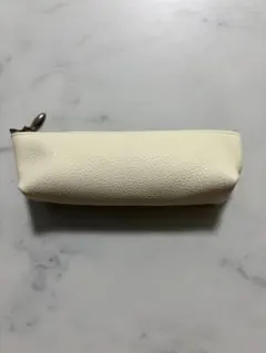 ハンドメイド 本革 ファスナーペンケース　アイボリー　試作品