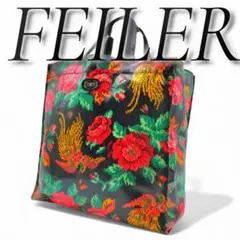 極美品 フェイラー トートバッグ パラディス 花柄 ビニール 鞄 ブラック