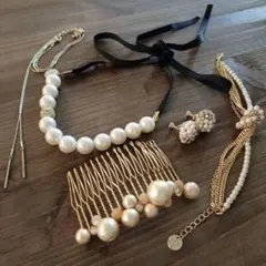パール風 アクセサリーセット ゴールド系 結婚式