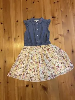 女の子　花柄　ノースリーブワンピース　130