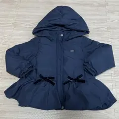 プティマイン ペプラム ダウンジャケット 女の子 100cm ネイビー 紺色