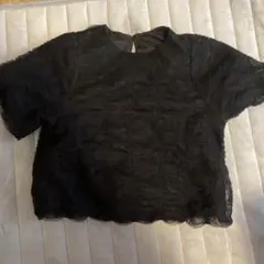 レース ブラック 半袖 クロップド トップスcoca