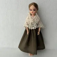 No.492 リカちゃん服　ハンドメイド　ワンピース　ショール　ピアス