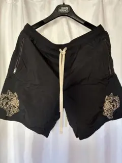 DARC SPORT黒の狼刺繍 ハーフパンツ