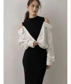 LAGUNAMOON シャツドッキングリブニットワンピース