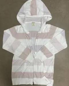 ジェラートピケ　フード付きストライプパーカー　サイズフリー