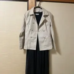 ベージュ ダブルブレスト テーラードジャケット　M