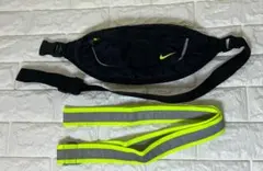 Nikeのランニング用軽量ボディバッグ（ウエストポーチ）+黄緑色の反射タスキ
