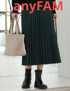 anyFAM　プリーツスカート　グリーン　サイズ4　ウエストゴム　洗濯機可能