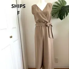【SHIPS シップス】サロペット　ベージュ　F オールインワンのサムネイル