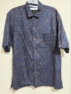 GREEN LABEL RELAXING 半袖シャツ ネイビー系 ペイズリー柄