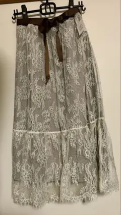 axes femme新品★リバーシブルレーススカート・生成り・M
