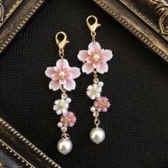 再販No.303 マスクチャーム　桜　パール　イヤリング　ピアス