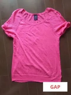 GAP 麻混ピンク ラウンドネック Tシャツ 半袖