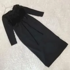 【エムツーエム】 (42) 長袖異素材ワンピース レース リボン イタリア製