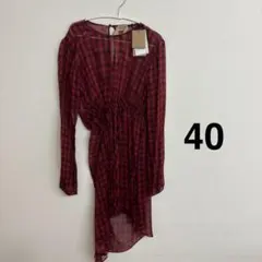 40サイズ 　ヌメロ　赤　　膝丈　チェック　ワンピースのサムネイル