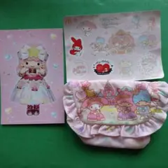 リトルツインスターズ・マイメロディ ポーチ/ララ ノベルティ ポストカード