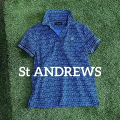 【極美品】St ANDREWS ポロシャツ 総柄 ブルー M 25年モデルのサムネイル