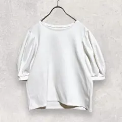 GU ジーユー Tシャツ 半袖 L ホワイト パフスリーブ