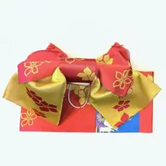 こども用 作り帯 505 結び帯 赤 黄 花柄 子供 帯 浴衣帯