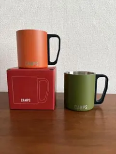camps ステンレスマグ　新品　カーキ　オレンジ　未使用　アウトドアのサムネイル