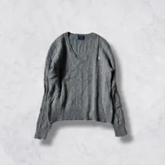 ポロラルフローレン ケーブルニット セーター L ポニー刺繍 カシミヤ混 洗える