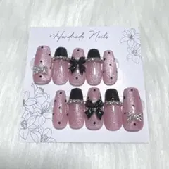 ネイルチップ マグネット リボン 水玉 フレンチガーリー ワンホン韓国 量産型