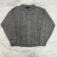 90s Lands' End ランズエンド ヘリンボーン ニット ごま塩 古着