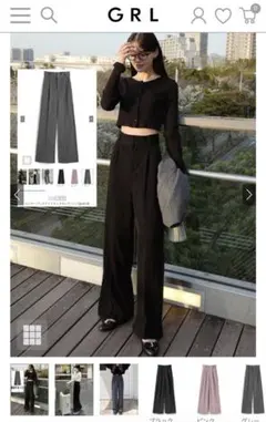 センタープレスワイドタックロングパンツ[gm615]