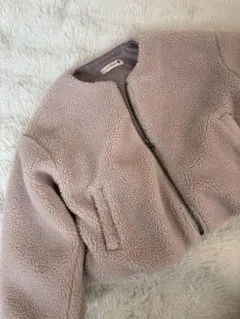 ボア素材 ジップアップジャケット くすみピンク