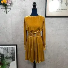 【美品】ROSE BUD ひざ丈ワンピース ベロア 光沢 ベージュ 無地のサムネイル