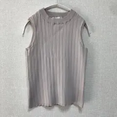 【SENSE OF PLACE】 ベージュ ノースリーブ ニット リブ編み F