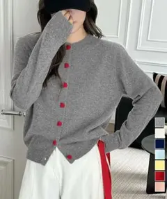 Miniministore ハートボタンニットカーディガン秋冬韓国風のサムネイル