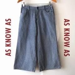 美品　AS KNOW AS／アズノウアズ★　ヒッコリーストライプ　ワイドパンツのサムネイル