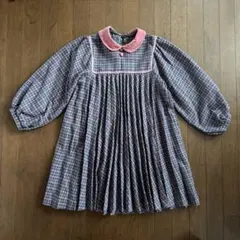 チェック柄長袖ワンピース 120