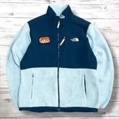 ザノースフェイス フリース 刺繍ロゴ 水色 ネイビー レディースXL 1863