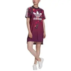 adidas 花柄 トレフォイルロゴ Tシャツワンピース