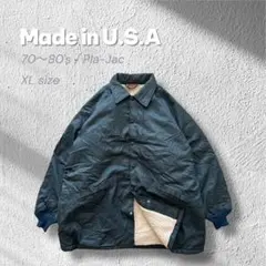 【70s 80s】USA製Pla-Jacコーチジャケット裏地ボア深緑XL古着