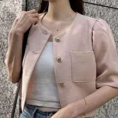 NICE CLAUP ナイスクラップ ツイードショートジャケット