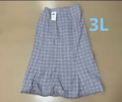 新品　ハニーズ　3L チェック柄フレアロングスカート