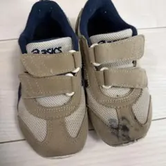 asics スニーカー 16.5 ベージュ ネイビー