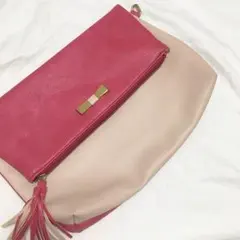 ピンク 2way ショルダーバッグ クラッチバッグ鞄