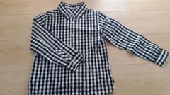 ブラックチェック柄長袖シャツ 120