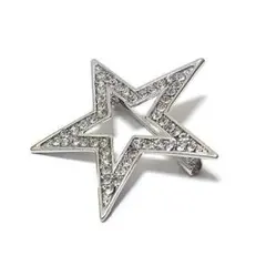 pin-0751　ラペルピン★ブローチ　オープン・スター　星　シルバー　キラキラ