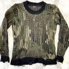 DIESEL y2k 迷彩 ニット ダメージ加工 セーター S