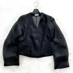 美品　25SS　現行　シアー　ショート　ジャケット　黒　レサージュ　人気　春夏のサムネイル